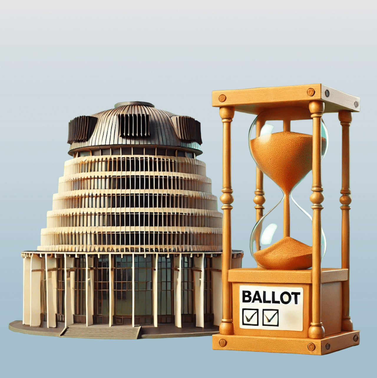 Beehive with election sand timer