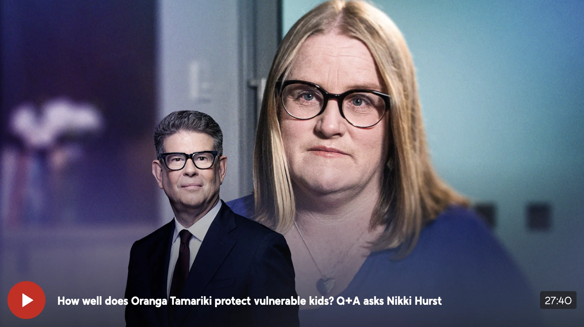 Image of Nikki Hurst from an interview on Q&A with John Campbell who is pictured in the foreground